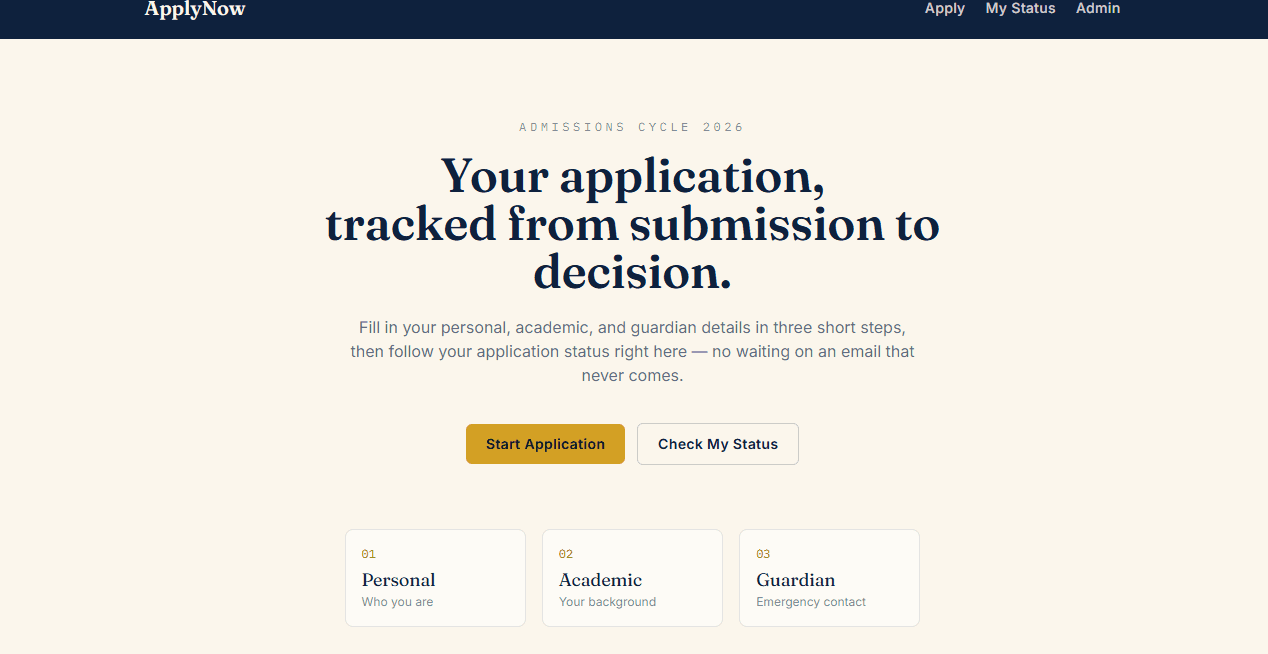 ApplyNow application interface
